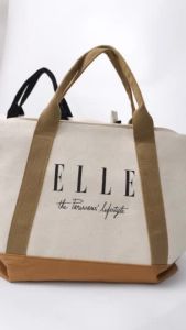 ELLE HOMME BAG กระเป๋าผ้า CANVAS กระเป๋าสะพายใบใหญ่ มีซิป H8H008