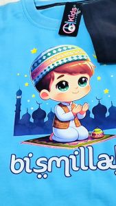 kaos anak muslim cowok cewek bahan katun usia 1-9 thn