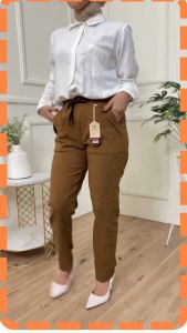 CELANA PANJANG WANITA BAHAN MELAR PINGGANG KARET ELASTIS TALI PENGENCANG