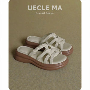 UECLE MA | Leather French Thick Sole Sandals Slippers