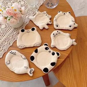 WHPHous | 1Pcs Cute Cartoon Animal Shaped Fabric Coaster Heat Insulation Anti Scald Soft Fabric Cup Mat For Home Kitchen Cafe Table Decor