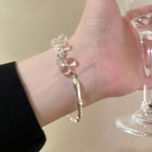 Irregular Crystal Beads Semi-Bangle Bracelet for Girls Summer New Fashion Design High-End Sensation Lightweight Luxury Arm Jewelry