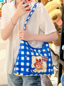 Dog Pattern Canvas Tote Bag Large Capacity Single Shoulder Bag for Commuting Women Casual Simple Style Foldable Zipper Closure