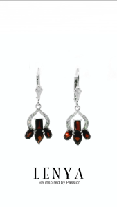 LENYA ต่างหูพลอยโกเมน เสริมด้านใจแกร่ง สำเร็จ มั่นคง ขนาด 6x4 มิล ตัวเรือนเงินแท้925 ชุบทองคำขาว