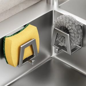 Sink Sponge Rack Pot Lid Rack Drain Storage Holder Self Adhesive Stainless Steel Organizer Wall Hooks Kitchen Supplies Accessori