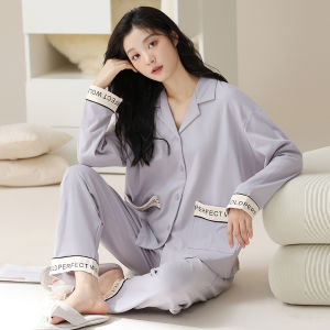 MiiOW | Pure Cotton Sleepwear Womens Loose Long Sleeve Home Clothes Set Cute Cartoon Print Spring Autumn Casual Comfortable Nightgown