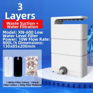 Sunsun | Low Water Level Silent Filter Turtle Tank Bottom Waste Removal Water Purifier 3-in-1 Drip Filter Box