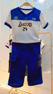 Setelan Jersey Anak Laki-Laki Terbaru Lakers 3-12 Tahun Lengan Pendek Celana Cargo Baju Anak Viral