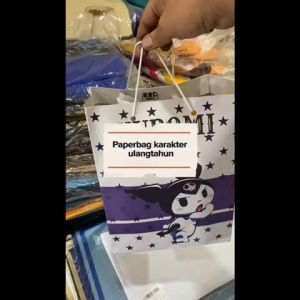 (12 Pcs) Paperbag Labubu Kuromi Hellokitty Babyshark Superhero Ukuran R6 / Tas Ulangtahun Karakter