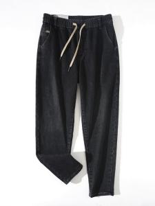 American Retro Pure Cotton Washed Comfortable Elastic Loose Straight Leg Casual Jeans Mens Autumn Loose Fit Fashion City