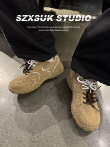 Outdoor Climbing Shoes Mens Wear-Resistant Hiking Shoes Hong Kong Style Trendy Versatile Breathable Mesh Casual Sports Thick Bottom Dad Shoes