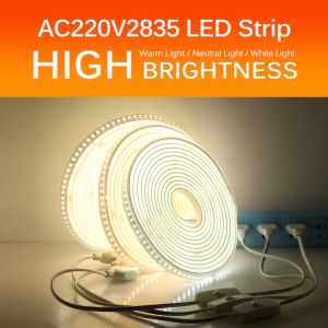 VCmall LED Strip Light Waterproof W/ SWITCH EU Plug SMD2835 High Safety High Brightness 120LEDs/m Flexible LED Outdoor Home Decoration Light Strip