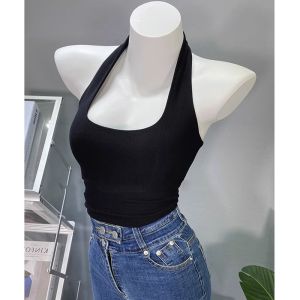 Camisole Womens Outwear Backless Bra One-Piece Suit Inner Wear Base with Chest Pad Yoga Open Back Halter Top