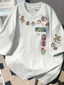 Summer New Cartoon Pencil Sketch Short Sleeve Pure Cotton T-Shirt for Boys And Girls Medium And Large Childrens Clothing