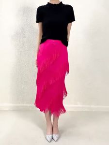 Chân váy lò xo cách điệu dáng midi dài 81cm tôn dáng đẹp thanh lịch  lưng chun co giãn nhiều- 55Kg.Linh