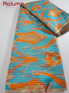 Kalume 2025 Tulle Gilding Jacquard Fabric High Quality African Jacquard Lace Fabric For Sew Party Wedding Dress 5Yards F4359