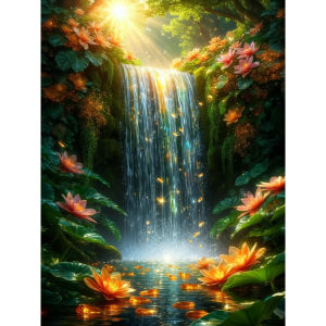 500/1000/1200/2000PCS Jigsaw Puzzle Waterfall Lotus Flower Landscape Art For Adults Great Weekend Relaxation Gift