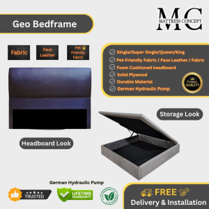 Mattress Concept Geo Storage Bedframe Pet Friendly Fabric/FauxLeather/Fabric All Size Available