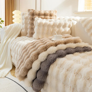 Soft Fluffy Rabbit Plush Thickened Sofa Mat Non-slip Couch Covers Living Room Dustproof Warmth Protective Cover