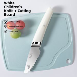 GANGWO | Safe Non-scratch Childrens Knife and Cutting Board Set