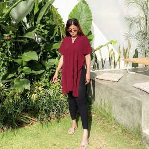 Long Square Atasan Blouse Wanita Airflow Crinkle