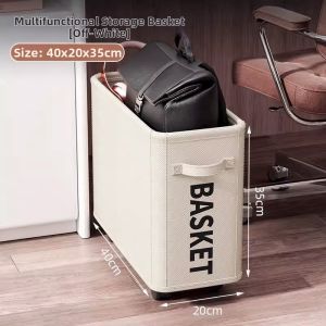 SHOUNAMAO | Narrow Foldable Storage Basket with Wheels