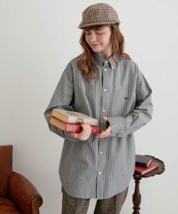 Spring Stripe Casual Shirt Men Women Japanese Style Fudge Spring Collection Long Sleeve Pocket Design Regular Fit Commute Friendly