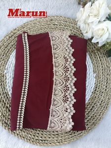 Hijab / Jilbab / Bergo / Kerudung / Khimar Instan Jersey Renda / Model Bergo Renda Lis Renda Terbaru TermurahTerjangkau dan Terlaris Kerudung Wanita/ Muslimah Hijab Jumbo / XL. Abina Bisa COD