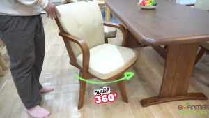 Baanmainicha เก้าอี้ทานอาหาร เก้าอี้ทานข้าว ไม้ยางพารา หมุนได้ 360 องศา รุ่นซานตาน่า เกรดพรีเมี่ยม สไลต์ญี่ปุ่น 360 องศา รุ่นซานตาน่า บริการสไลต์ญี่ปุ่น