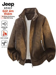 JEEP SPIRIT | Áo Khoác Da Giả Suede Phong Cách Vintage Mỹ Ấm Áp