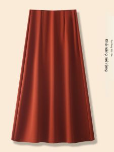 MEITESIJIAONU | Caramel Color Tencel Cotton A-Line Skirt Women Spring Autumn