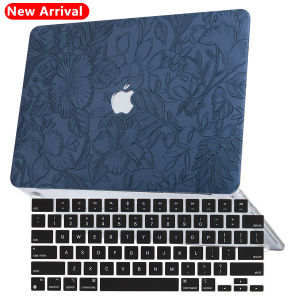 Logo cut Relief embossing Laptop leather case for macbook air 13 m2 m3 m4 A3114 A3113 Pro 14 16 inch  accessories Free keyboard cover