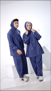 ZOTTA Jas Hujan Wanita Dewasa Stelan Atasan Celana Raincoat Bahan PVC