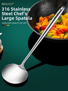 HUYO | Professional 3D Stainless Steel Spatula Long Handle Mushroom Shape