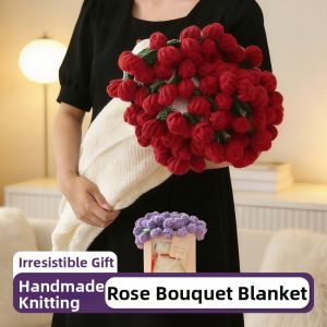 QIWEILANG | Hand-woven Rose Bouquet Design Blanket