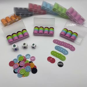 【SG Stock - 37mm】Mahjong Chips set / 100pcs / Colourful / Plastic / Long Lasting / Come With 4 Rows Case【Ship Out 24Hrs】
