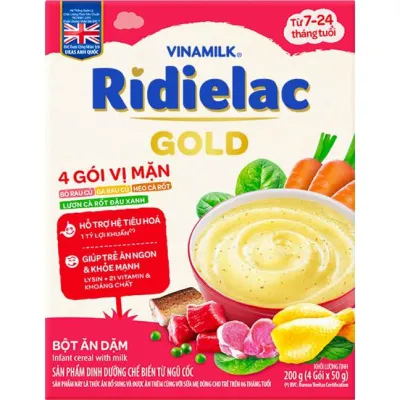 Bột ăn dặm RIDIELAC GOLD 4 Vị Mặn/ Ngọt hộp 200g