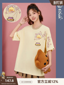 B.Duck Summer New Loose Short Sleeve T-Shirt Cute Style Printed Pocket Casual Fashion Womens Top Polyester Material