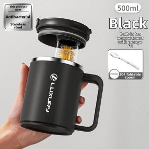 Thermal With Lid Stainless Steel Cup Spoon