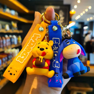 ULEEK Disney Winnie Piglet Tigger Keychains Cute Cartoon Baby Boy Girl Figure Keyring Kawaii Minnie Key Chain Model Kid Toy Children G