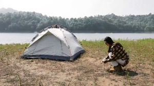 Lều cắm trại du lịch camping chất vải Polyester 2 cửa ra vào kích thước 200x200x135cm