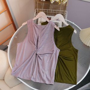 เสื้อกั๊กโยคะแบบสวมหัวสำหรับผู้หญิง ทรงหลวม ระบายอากาศได้ดี ดูดซับเหงื่อแห้งเร็ว ลายดอกไม้ ฤดูร้อน 2024 เส้นใยโพลีเอสเตอร์