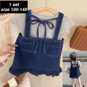 (LOLI-JKT) BS-275 SET ANAK CEWEK ABU ROK SUSPENDER SIZE 100-140