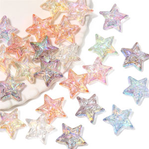 4Pcs 24Mm trong suốt Acrylic Đầy Màu Sắc Sao Hạt Cho Handmade Vòng tay bông tai vòng cổ bộ phận tự làm nguyên liệu làm trang sức