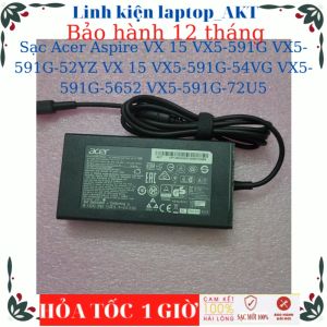 Sạc laptop Acer Aspire VX 15 VX5-591G VX5-591G-52YZ VX 15 VX5-591G-54VG VX5-591G-5652 VX5-591G-72U5- Sạc Acer 19V-7.1A-135W chân 5.5*1.7mm