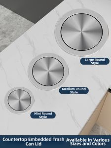DADIAN | Undermount Stainless Steel Trash Bin Kitchen Cabinet Flip Cover Toilet Hidden Swing Lid