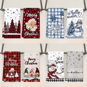 2pcs Christmas Kitchen Towels Santa Snowman Reusable Hand Towels Christmas Decoration for Home 2025 Navidad Natal Gifts New Year