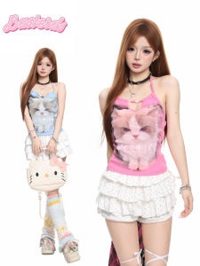 Áo Halter In Hình Mèo Phong Cách Độc Đáo