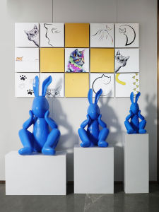 Modern Minimalist Cartoon Rabbit Sculpture Home Decorative Accessories Sitting Posture Artwork Display Sample Room Sales Office
