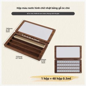 SeamiArt | SeamiArt 1 PC Gỗ Óc Chó Đen Hình Chữ Nhật Hộp Tranh Màu Nước Bảng Nửa Chảo Subpackage Nghệ Thuật Bảo Quản Vật Dụng